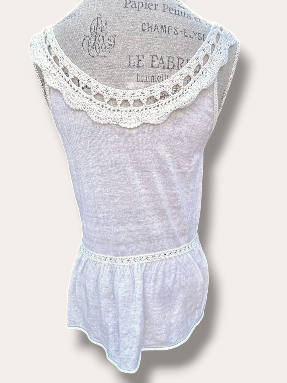 Banana Republic 100% Linen Crochet Knit Lace Peplum Tank Top Size M SUM11 - Picture 3 of 16